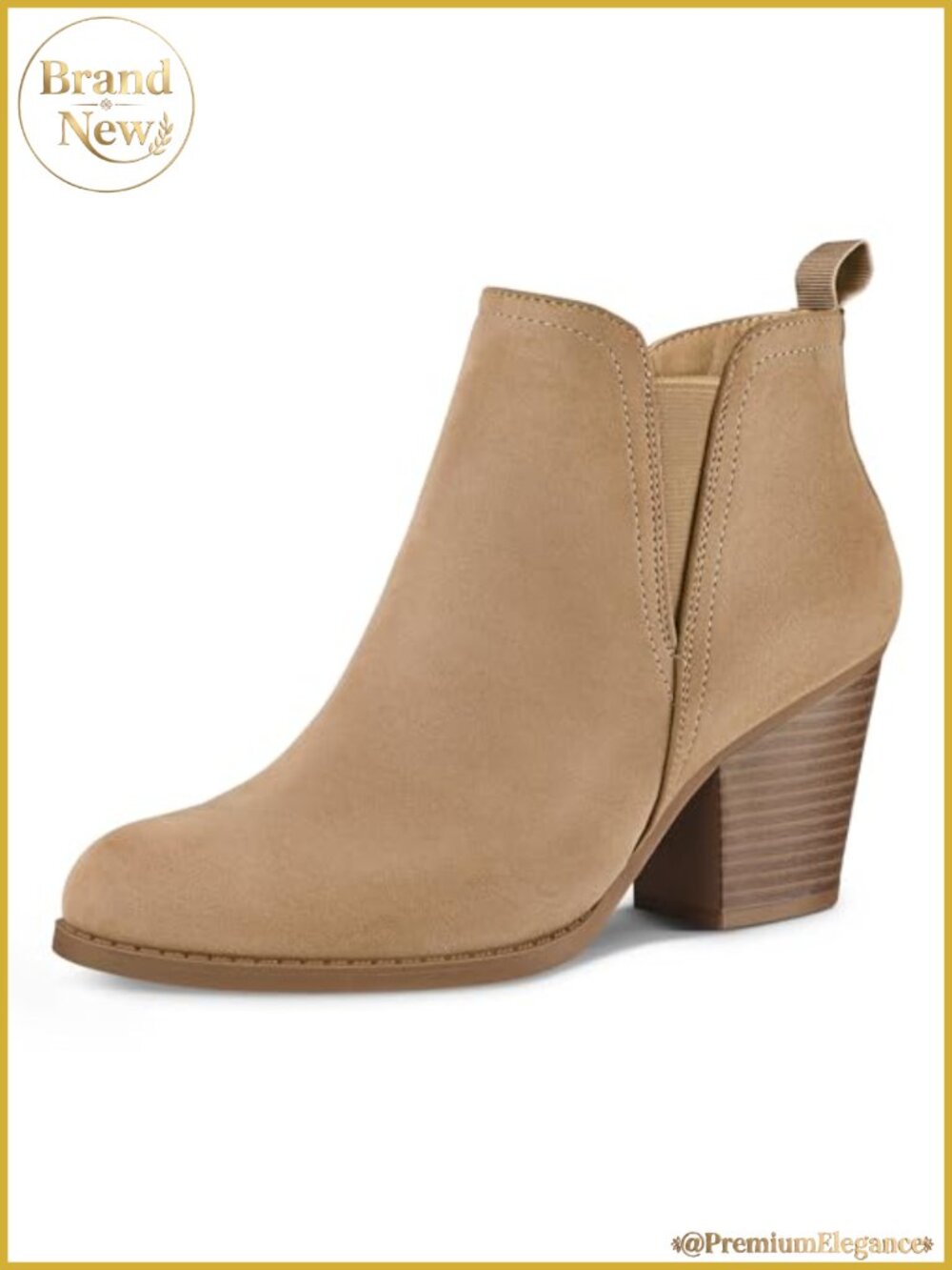 Women's Ankle Boots Stacked Chunky Heel Booties with Side Zipper